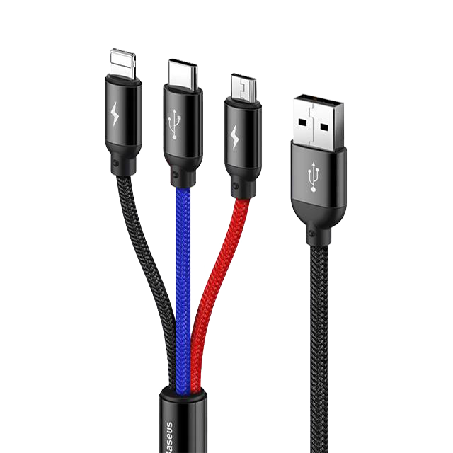 Cablu USB-A – Lightning, Micro, USB-C Baseus Three Primary Colors 3in1 1.2m imagine noua